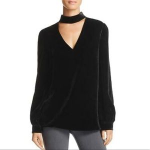 PAIGE Black Velour Tamar Blouse